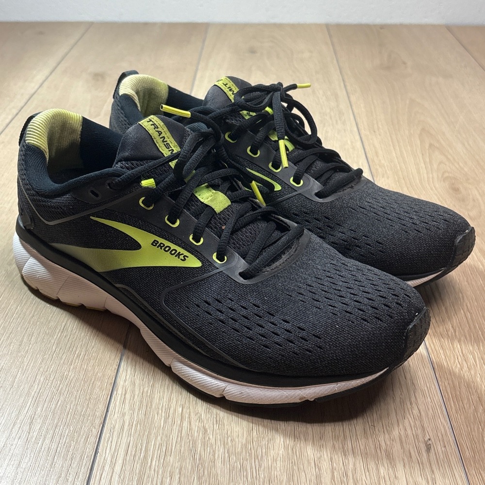 Brooks Transmit 3 Mens Running Shoes Black Lime Green 1103631D030 Size 10.5